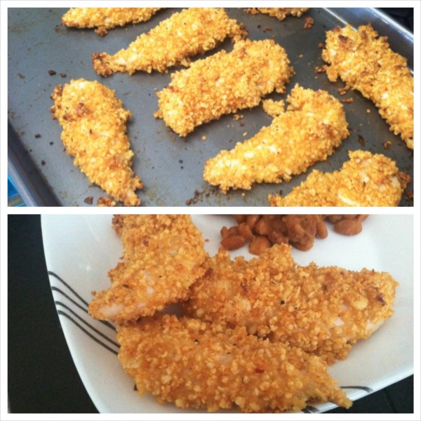 macadamia nut coconut encrusted chicken fingers