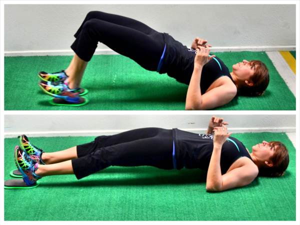 Sliding leg curl and variations, #WorkoutWednesday- The sliding leg curl  trains the hamstrings in concert with the glutes and obliques as they  function during sprinting. During optimal