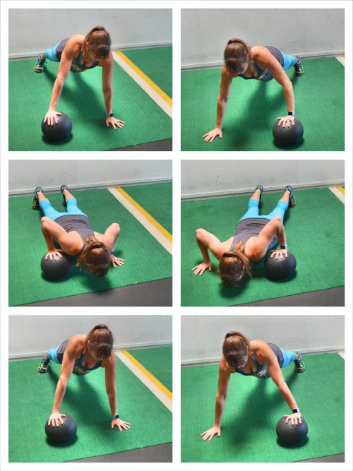 med ball push up shuffle