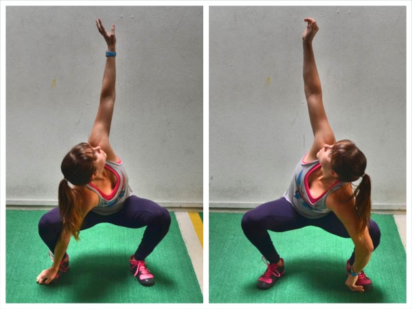 rotational squat stretch