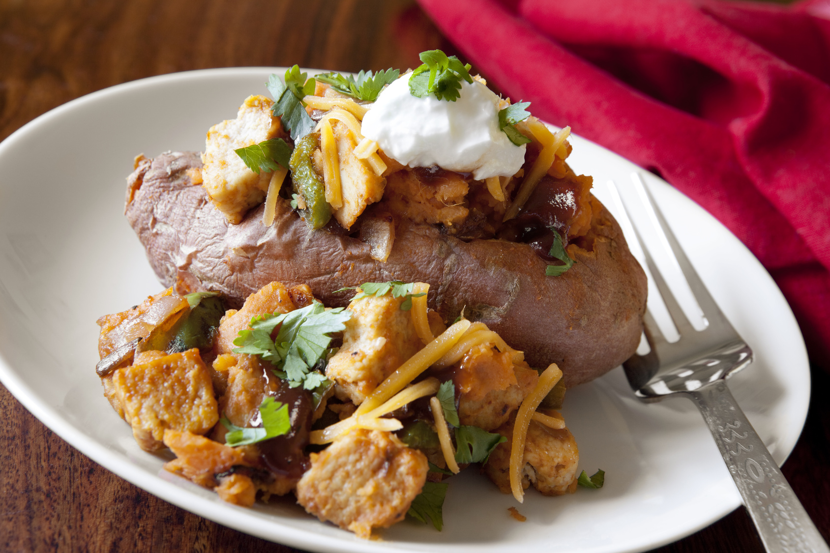 chipotle chicken loaded sweet potatoes