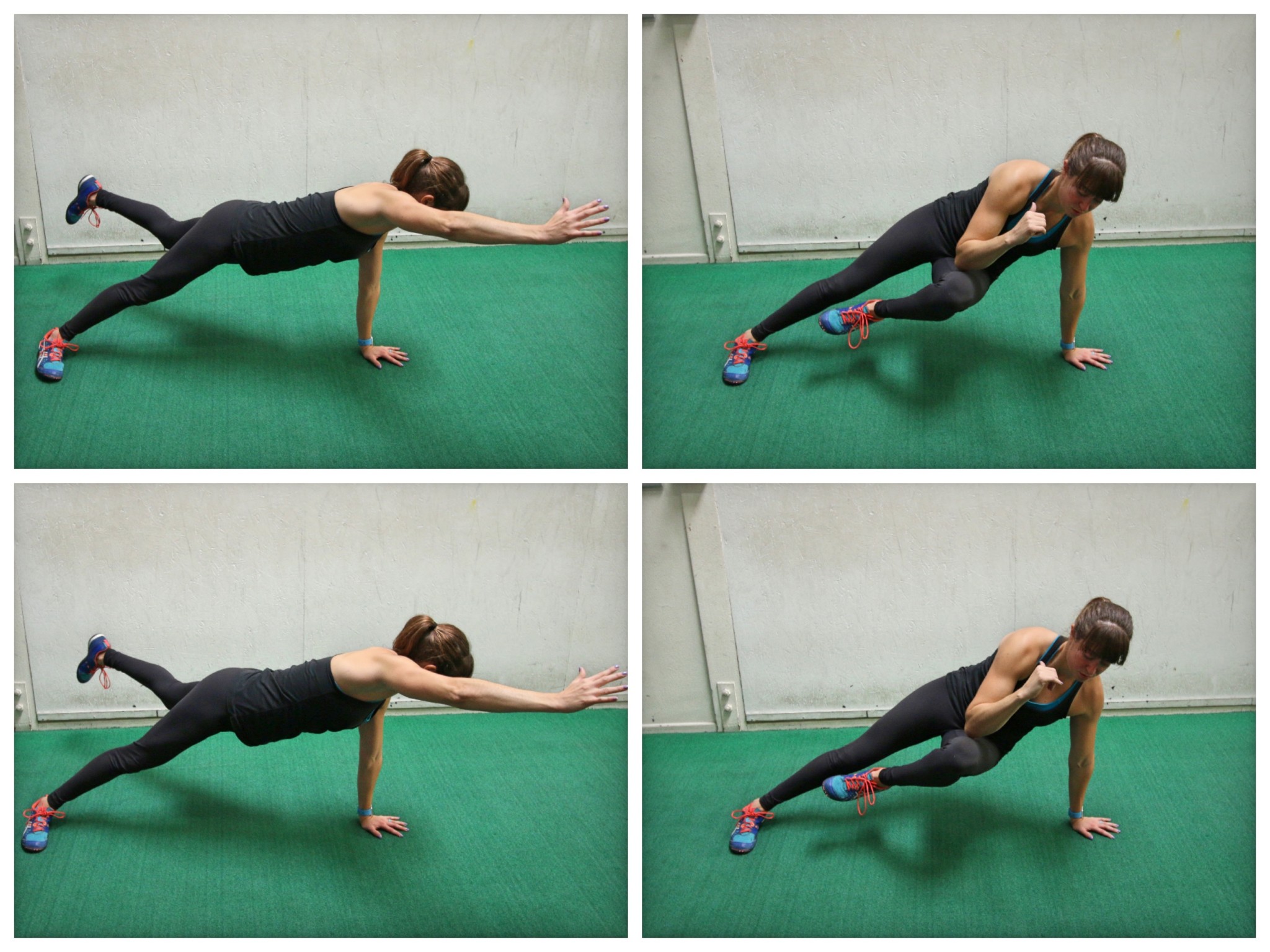 leg stretch & side plank with moving knee